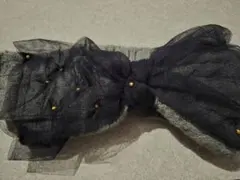 CA4LA リボン付きヘアバンド グレー・ブラック