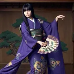 振袖フルセット　高身長　手描き友禅　成人式振袖　振袖　裄丈69 ➕サイズ　濃紫