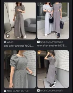 【美品】NICE CLAUP カップ付き ロングワンピボーダー フリーサイズ