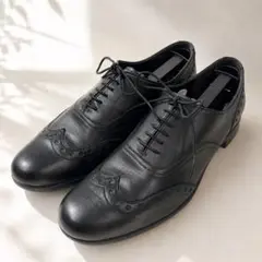 美品 ショセ 38 24.0 トラベルシューズ 革靴 ウイングチップ 黒のサムネイル