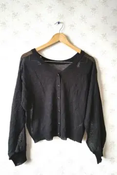本日限定価格☆マジェスティックレゴン 長袖 シアーカーディガン 黒 М 美品☆