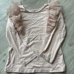 H&M フリル付き長袖カットソー 5T/6 ピンク