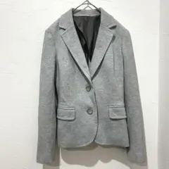 【美品】UNIQLO(M)テーラードジャケット グレー レディース 通勤