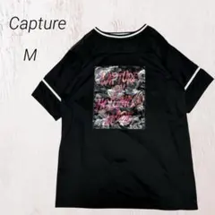 キャプチャー　CAPTURE グラフィックTシャツ 半袖 黒　シアー　Tシャツ