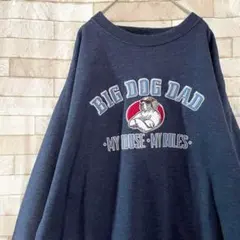 BIGDOGS スウェット トレーナー センター刺繍 裏起毛 ネイビーのサムネイル