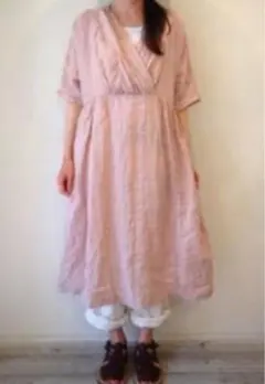 ネストローブ　リネンワンピース　くすみピンク