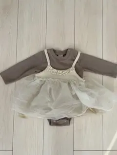 プティマイン　お花付チュールキャミ付きロンパース　８０サイズ　女の子
