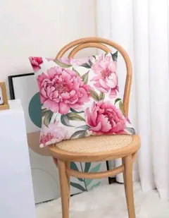 新品未使用 花柄クッションカバー ホットピンク 4枚 格安！