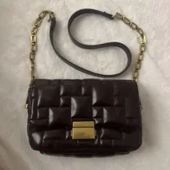 ZARAダークブラウン キルティングショルダーバッグ