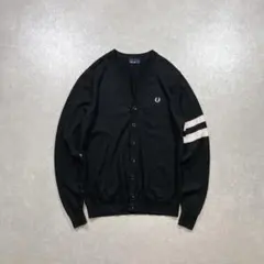 フレッドペリー ウールコットンニット カーディガン ブラック L 古着