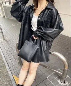 INGNI フェイク　レザージャケット　ブラック