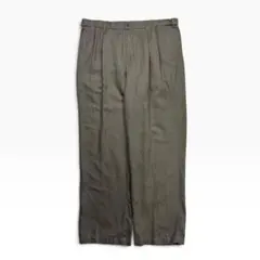 Caribbean リネンコットン ワイドパンツ ヘリンボーン カーキ 36