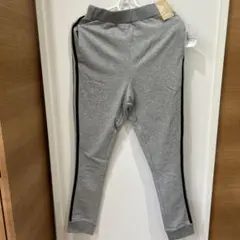 グレー ストレッチ長ズボン サイドストライプ