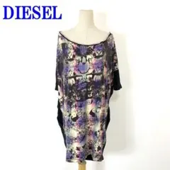 DIESEL ディーゼル 半袖チュニック 黒 紫 綿100％ M程度 C3933のサムネイル
