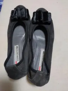 COMPETITION 黒 リボン付きフラットシューズ