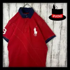 【ポロバイラルフローレン】半袖ポロシャツ☆ビッグポニー☆袖ナンバリング☆赤　L