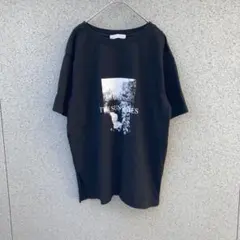 3243【ショコラフィネローブ】F♡グラフィックプリント 半袖Tシャツ 黒のサムネイル