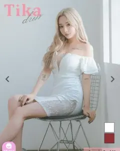 バストシースルー レーススリット ビジュー オフショルダー タイトミニドレス