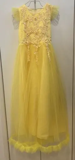 黄色　刺繍ドレス　キッズ