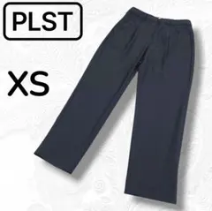 PLST ドライポリエステル テーパードパンツ 黒 スラックス XS