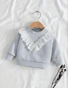 韓国子供服　ラッフルクルーネックトレーナー