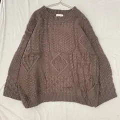 ニット クルーネック ビックシルエット サイドスリット ワイドスリーブ F