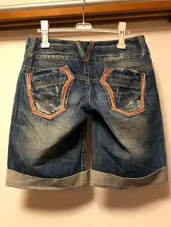 RED PEPPER ハーフ丈デニム レインボーカラー 刺繍 28インチ L