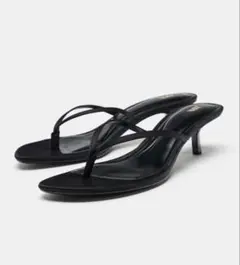 ZARA サテンキトゥンヒールサンダル　38のサムネイル