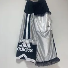 adidasリメイク フリル付きロングスカート　レース　一点物　個性