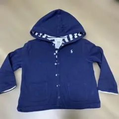 ネイビー ボーダー　リバーシブル フード付き トレーナー