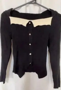 shein リブニット　ブラック