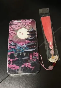 桜と月のデザインのスマホケースiPhone -16e