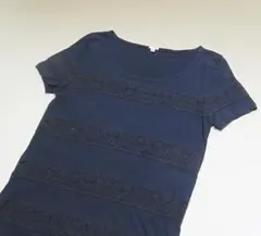 J.CREW レース×スムース ボーダーカットソー【XS】ld639