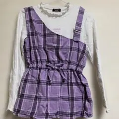 RICH MIX 紫と白 チェック柄 トップス 150