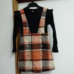 SHEIN チェック柄 ワンピース 7Y ブラック　120
