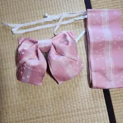 ピンク色 付け帯 作り帯 花柄 ストライプ