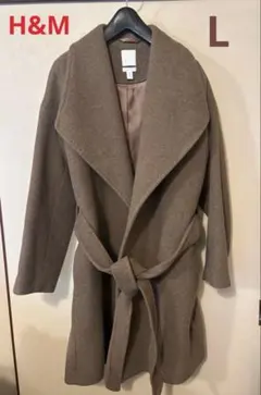 H&M ウール混 ラップコート ブラウン Lサイズ