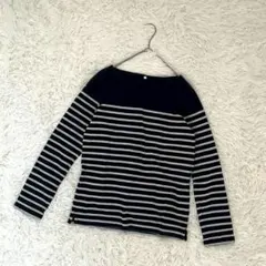 無印良品ボーダー 長袖カットソー Lコットンホワイト✖ネイビーシンプル定番