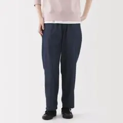 新品　無印用品　デニムイージーテーパードパンツ　Lサイズ　ダークネイビー