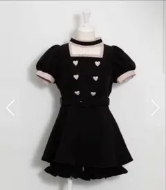 pium チョーカーフリルハートボタンセットアップ ブラック