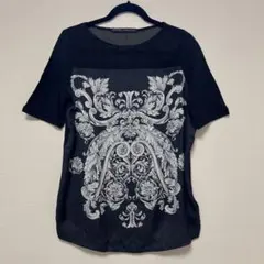 ZARA BASIC ブラック　シアー切替デザイン　トップス　Tシャツ