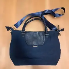イアパピヨネ　ネイビー 2way ショルダーバッグ　ハンドバッグのサムネイル