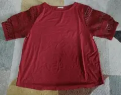 CINEMA CLUB 赤 レーススリーブ 半袖Tシャツ　Honeys