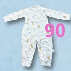 90 ロンパース カバーオール パジャマ ベビー服 長袖 前開き