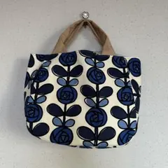 青いバラ柄トートバッグ