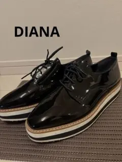 DIANA ブラック エナメル ローファー 厚底　24センチ