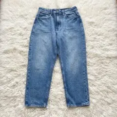 【H&M】ハイウエスト クロップドデニム テーパード ブルー S相当のサムネイル