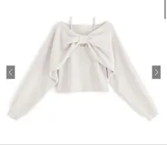 リボン付きオフショルダー ニット