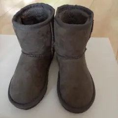 グレー ムートンブーツ スエード素材18センチ