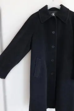 アンゴラ＆ウール　ロングコート 黒